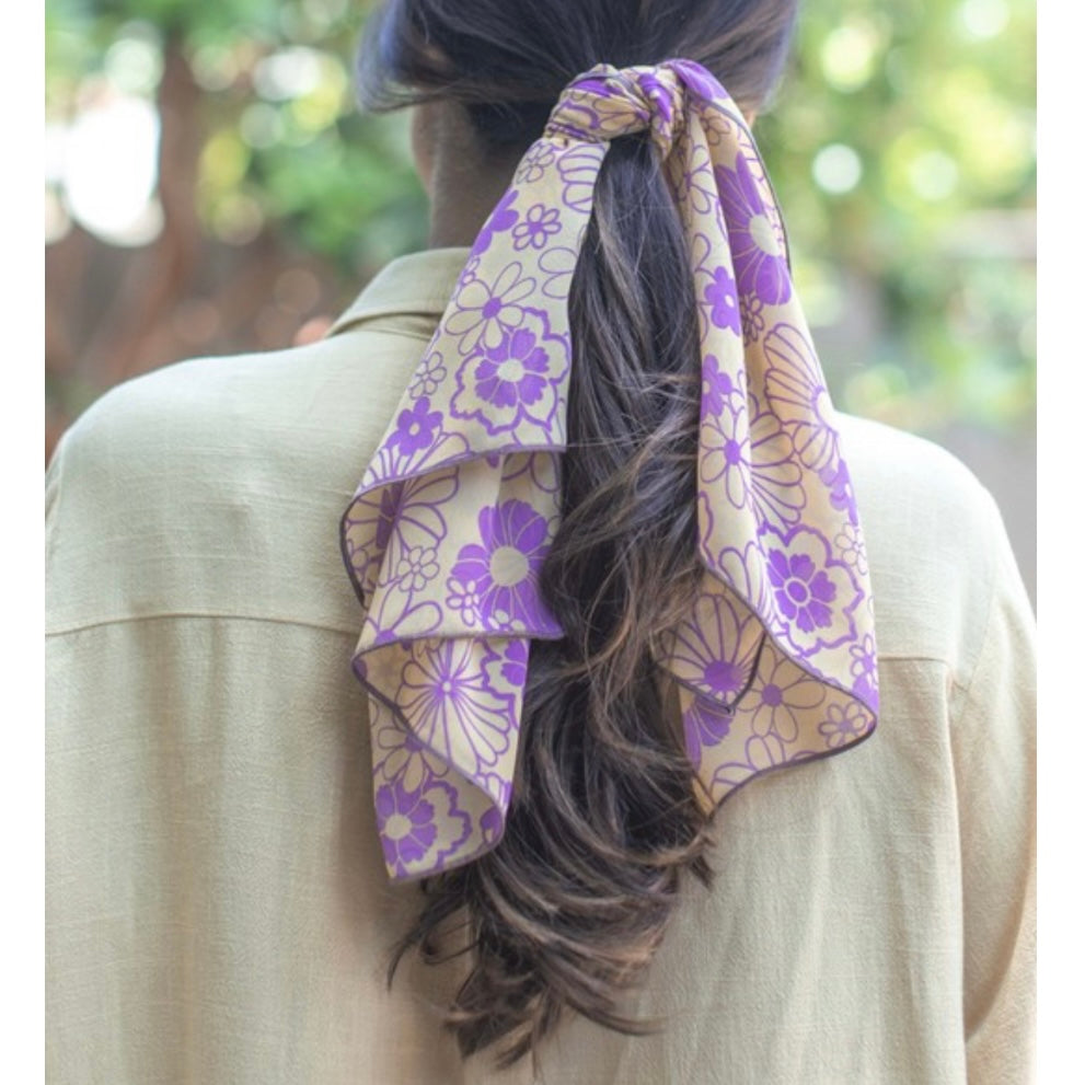 Purple Floral Hair Scarf